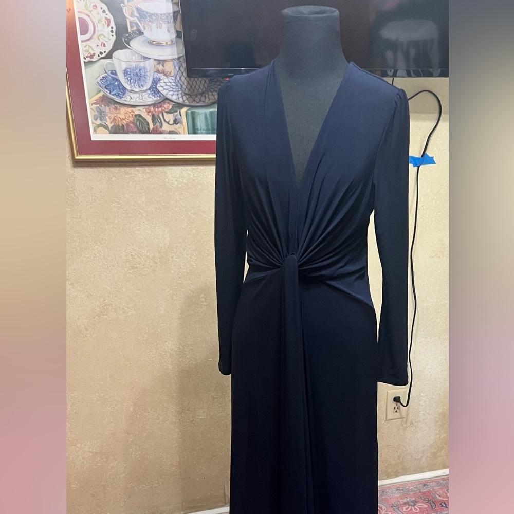 Elegant dark blue Long Sleeve Dress